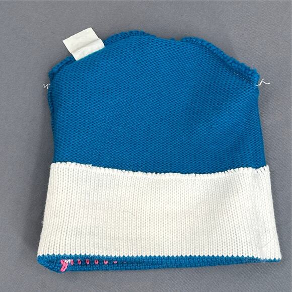 VTG MadHatter Wool Knit Beanie Hat Blue Pink Fair Isle Heart Canada Retro 80s OS - Picture 9 of 16